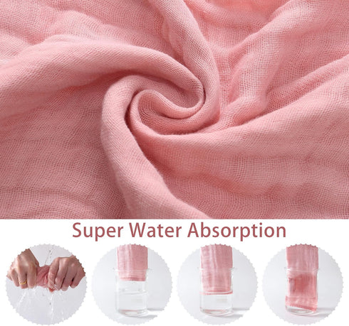 SnugOre 5 Pack 20x12 inches 6-Layer 100% Muslin Burp Cloths Large Baby Burping Cloths, Cotton for Newborn Boys Girls