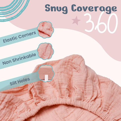 100% Muslin Changing Pad Cover Pack of 2, 32x16 Ultra Soft 120GSM Covers for Boys and Girls - Easy Wash