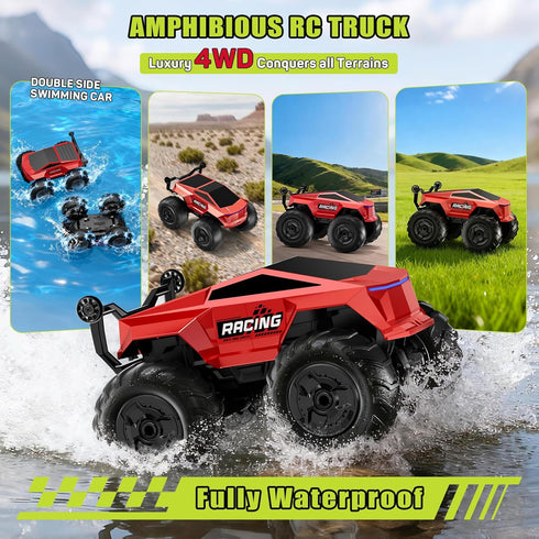 1:16 4WD Pickup,2.4GHz 360 4-7 8-12 Remote Control Car RC Truck Plus, Waterproof Amphibious RC Car All Terrain Remote