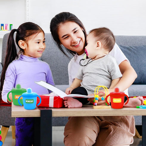 Just Baby'd Sip'n Learn Labels - Days of the Week & Colors of the Rainbow - Weekly Labels for Sippy Cups, Dishwasher