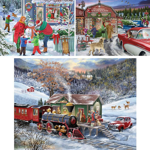 Set 300 18" 24" Bits and Pieces Value of Three Piece Jigsaw Puzzles for Adults Home for The Holidays Jigsaw Puzzles by
