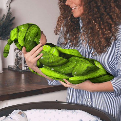 3D Funny Realistic Food Green Pickles Cucumbers Newborn Baby Swaddle Blanket with Beanie Hat