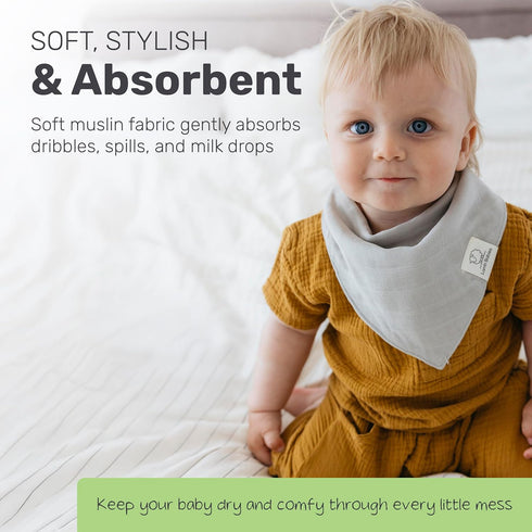 Muslin Bandana Drool Bibs, Ultra-Soft, Stylish, and Lightweight Baby Bandana Drool Bibs, Suitable for Milk Dribbles