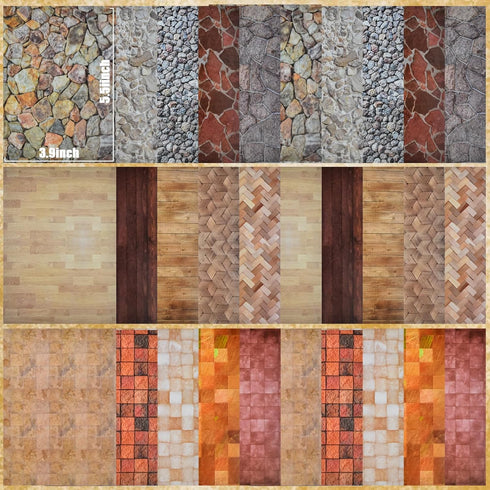 HOMICO 60 Sheets Self-Adhesive Dollhouse Wallpaper Flooring Aesthetic Stickers for Dollhouse Accessories Scrapbooking