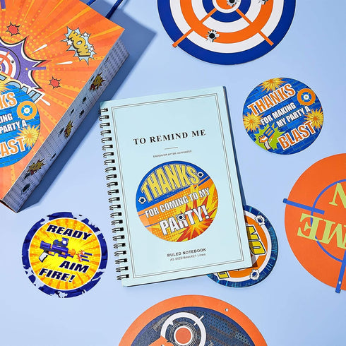 Zonon 60 Pieces Dart Battle Stickers, Birthday Party Themed Labels for Party Favors