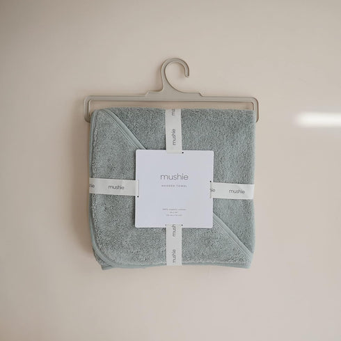 mushie Organic Cotton Baby Hooded Towel - Moss Green
