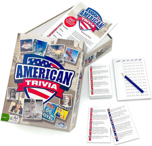 Outset Media American Trivia Game (Amazon Exclusive) – 1,000 Questions Across 5 Categories – Ages 14 and Up