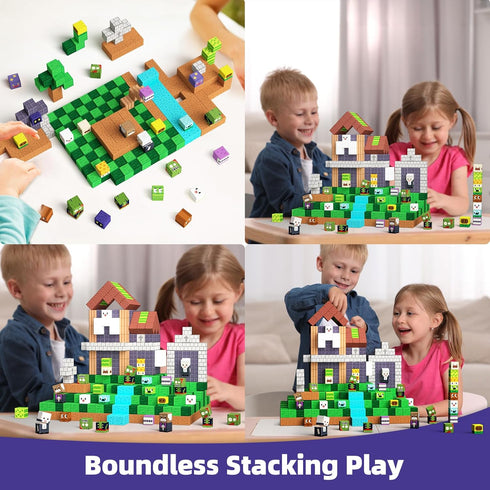 100PCS 3+, GobiDex Magnetic Blocks Game-Based Kid Building Toys for Boys Girls Build MagWonder World with Zomblock