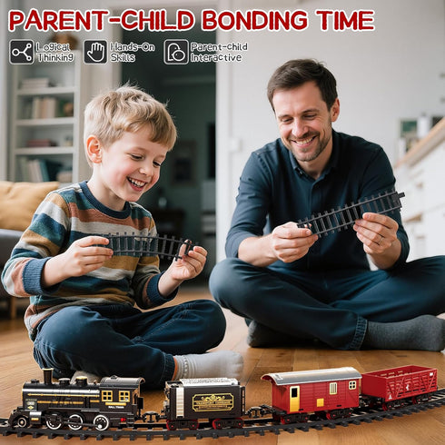 Set 3-4, Sets 3-8 Train for Toddlers Electrical Trains with Track, Light, Sound, Christmas Train for Around The Tree