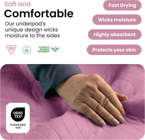 34" 36" Pack 4) IMPROVIA Washable Underpads, Heavy Absorbency Reusable Incontinence Pads for Kids, Adults, Elderly