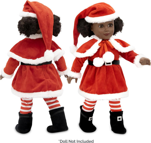 Eimmie 18 Inch Sets 18 Playtime by Doll Clothes and Accessories - Christmas Holiday Dress with Matching Santa Hat
