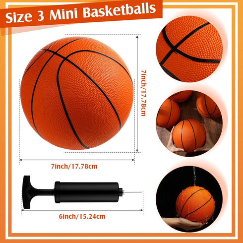 Vinsot 8 Pcs Mini Basketballs Bulk, Size 3 Mini Rubber Basketball with Air Pump for Indoor Outdoor Party Favors