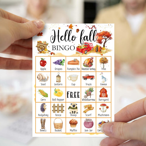 Fall Bingo Game Cards, Autumn Bingo Games for Adults, Thanksgiving Party Birthday Decor Favors