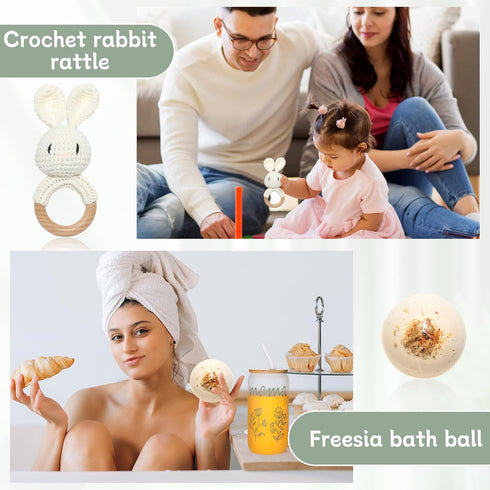Set New Mom Gift Baby Shower Gifts Basket for Newborn Sage Green Pregnancy Gift for Women After Birth Postpartum