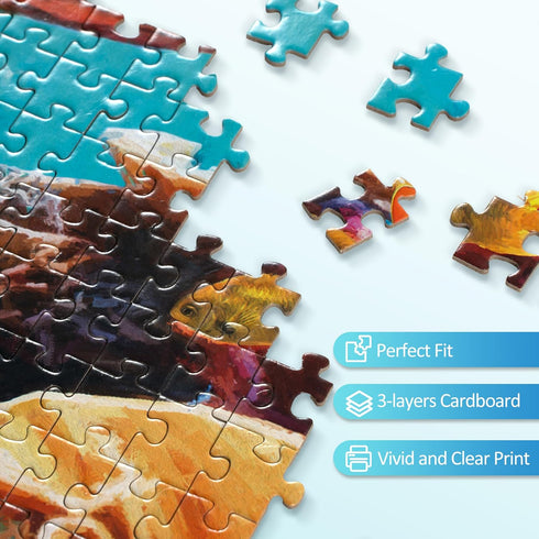 takfot 1000 Pieces Ocean Beach Sea Turtle Coral Puzzle with Letters on Back for Fun Game Nights
