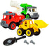 Flybar Power Gearz Take Apart Toy Truck Set, 3 Pack for Boys and Girls - Fire, Construction, Garbage Truck