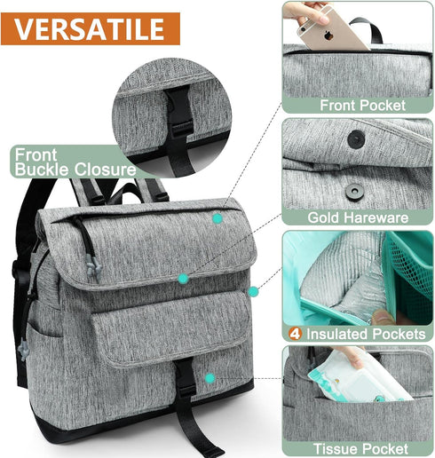 Backpack, 12 4 MOMINSIDE Diaper Bag Small Diaper Bag, Mini Baby Diaper Bag with Pockets, Insulated Pockets, Changing