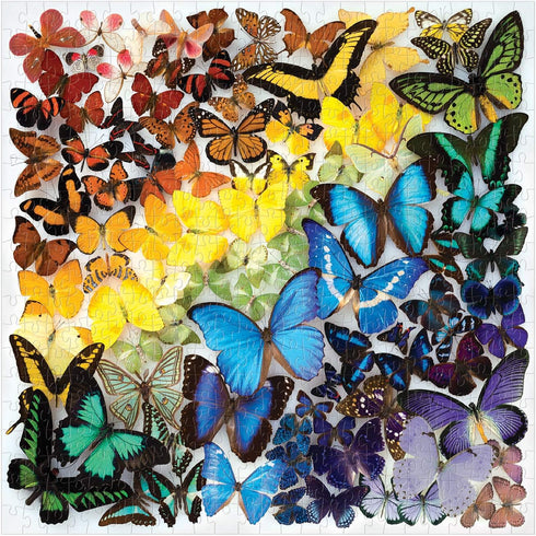 Galison 500 Piece Jigsaw Puzzle - Rainbow Butterflies - 20”x20” - Perfect for Family Fun