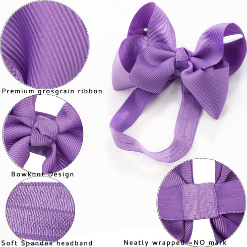 CÉLLOT Baby Girls Headbands, Grosgrain Ribbon Big Bow Hair Bands, 4.5" Pack of 20
