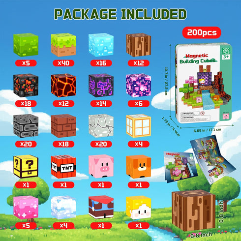 OUGUI 200 3 4 5 6 7 8 9 10 11 12 PCS Magnetic Blocks Building Block Kids - Magnet Cubes Boy Girl Constructions Toys