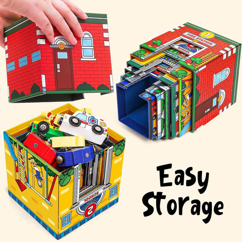Community 1 2 3 Atoylink Toddler Sorting and Stacking Toys with Magnetic Wooden Cars & Helpers, Baby Number Blocks