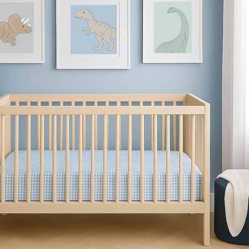 100% Butterblu Frankie Fitted Crib Sheet Organic Cotton for Baby & Toddler Mattress, Breathable for Boys & Girls, Blue