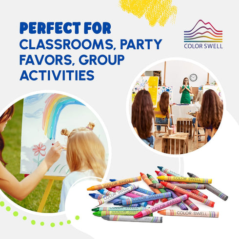 Packs 10 24 Color Swell Bulk Crayons - Boxes of Vibrant Colors of Teacher Quality Durable for Home and School