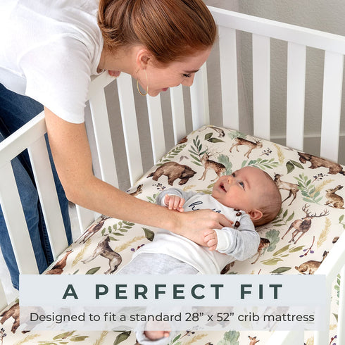 Pobibaby - Premium Single Fitted Baby Boy Crib Sheets for Standard Crib Mattress - Ultra-Soft Cotton Blend, Safe
