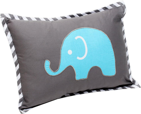 Bacati - Elephants Aqua/Lime/Grey Dec Pillow