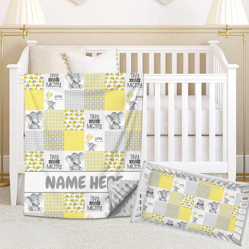 Naseagleeye Personalized Yellow Bedding Set for Baby Girls & Boys, Custom Name Crib