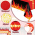 Tegeme Fire Tablecloths Firefighter Party Supplies, Flame Plastic Table Covers Rectangle Tablecloths for School Picnic