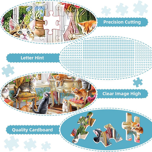 500 Adults,Cozy 20.5x15 Puzzles for Adults Pieces,Cute Cats Puzzle for House & Kittens Jigsaw Puzzles,Recyclable