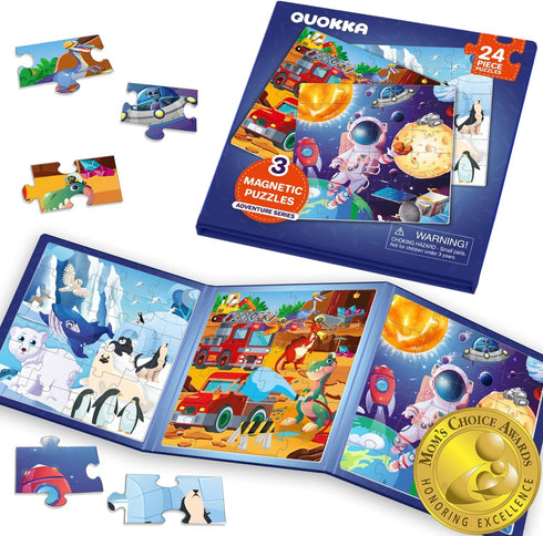 QUOKKA Magnet Puzzles for Toddlers 3 Years Old - 24 Pcs Travel Puzzles Games for Kids Ages 3-5