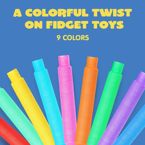 JOYIN 9 Pack Pop Tubes Sensory Toys, Fidget Tubes Party Favors in 9 Colors, Connectable and Extendable for Stress Relief