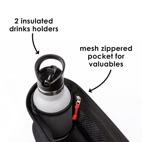 Diono Buggy Buddy Universal Stroller Organizer, Black, with Cup Holders and Zippered Pockets