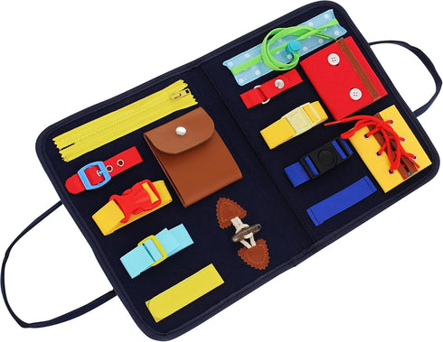 Busy Activity Board, Educational Travel Sensory Board for Planes or Cars with 15 Actions