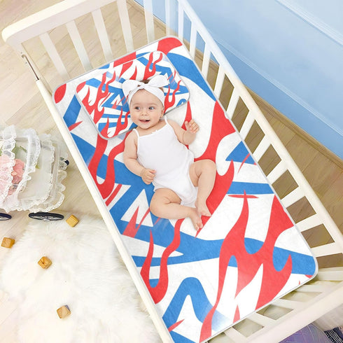 SyXIOP 28" 52" Red Blue White Geometric Cooling Baby Waterproof Crib Mattress Protector x Reusable Bed Pads Washable
