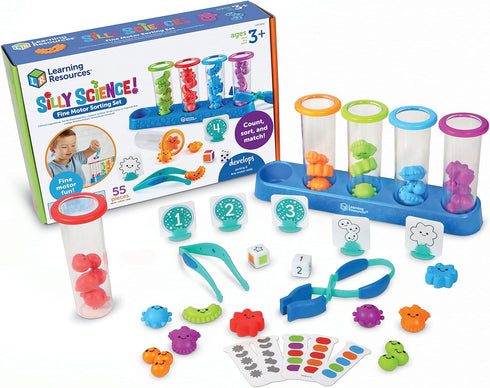 Learning Resources Silly Science Fine Motor Sorting Set, STEM Toys for Kids, 55 Pieces, Educational Toy for Boys and