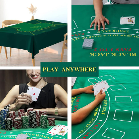Potomac Collection Set Set Set Poker Table Topper Blackjack play Casino Games using the Texas Holdem Poker on Green