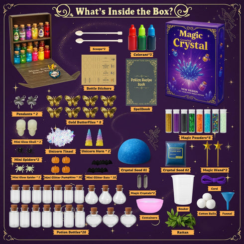 20 6 7 8 9 10 11 12 AMIZEY Potion Kits for Kids Bottles with Magic Growing Crystal, Arts and Crafts for Kids, Halloween