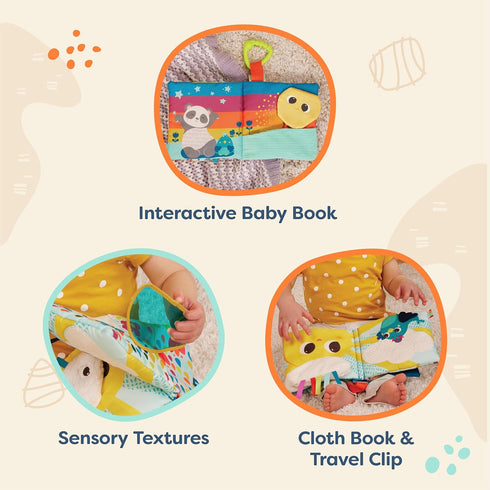 B. toys - B. baby Interactive Soft Baby Book - Rainbow Sunshine Cloth Book for Babies with Sensory Features