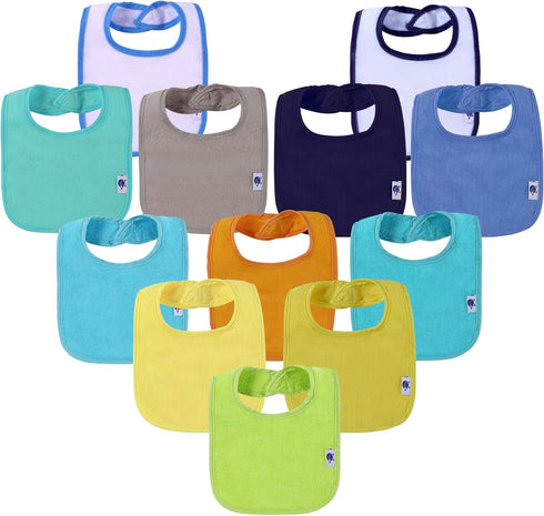 Waterproof Baby Bibs for Girls and Boys, Unisex Cotton Solid Knit Infant Feeding Bibs
