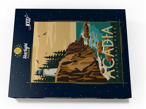MyPuzzle Acadia National Park Maine USA Art Deco Style Vintage Poster Illustration - Premium 1000 Piece Puzzle