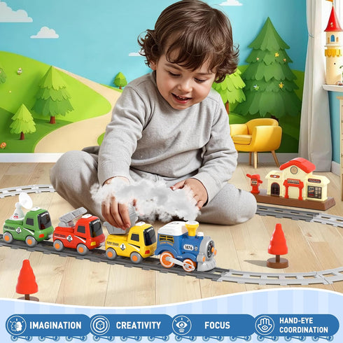 Set Set MORECOLL Train for Toddlers w/Steam, Music & Lights - First Choo Choo Train for Toddlers, Electric Train