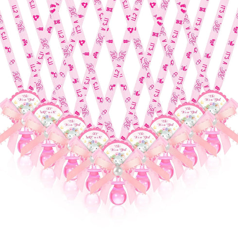 Remuuly 60 Pcs Baby Shower Pacifiers Necklace Cute Elephant Acrylic Pacifier Party