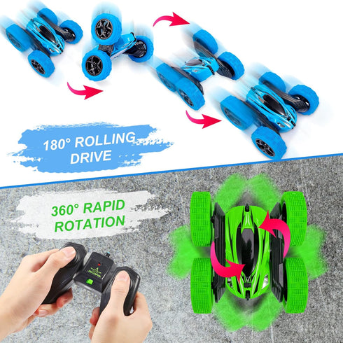 Twister.CK 2PACK 4WD 360 2.4GHZ RC Stunt Car Watch Gesture Sensor Car Double Sided Degree Rotating Tumbling