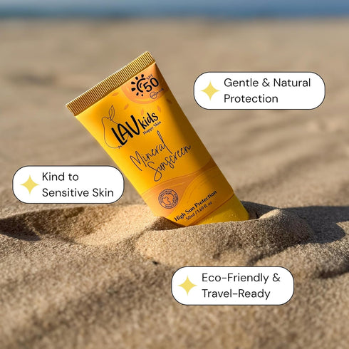 50 1.69 oz LAV Kids Mineral Sunscreen, SPF UVA & UVB Protection, fl.