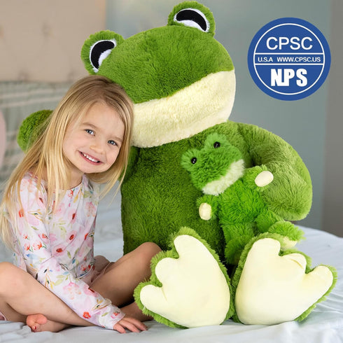 36.2'' 3Ft Set MorisMos Large Frog Stuffed Animals Plush, Giant Stuffed Frog Plush Toy with Baby for Girl Boy Kid