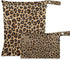 Gravopti Brown Leopard Print Wet Dry Bags Set of 2, Reusable Waterproof Organizer