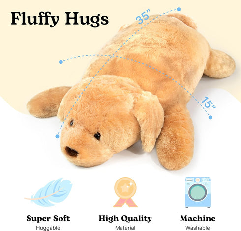 Giant Stuffed Animal Dog, Plush Dog Body Pillow for Kids, Large Stuffed Dog, 35x15in, Brown
